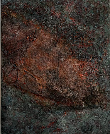 Abstract mixed media painting Laurence Moracchini. Sussex artist. Textures.