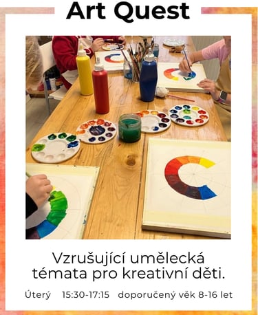 ArtQuest – úterý 15:30–17:15, věk 8–16 let, tematické výtvarné kurzy na 5 týdnů pro děti s Bera Kava