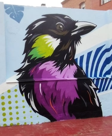 graffiti mural escuela pájaros abstracto colores