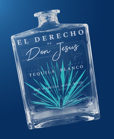Muestra de botella de tequila impresa