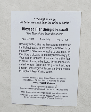 Blessed Pier Giorgio Frassati "The Man of the Eight Beatitudes"