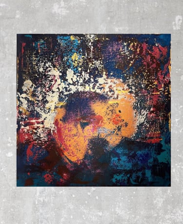 Acrylbild abstrakt blau Kupfer grün