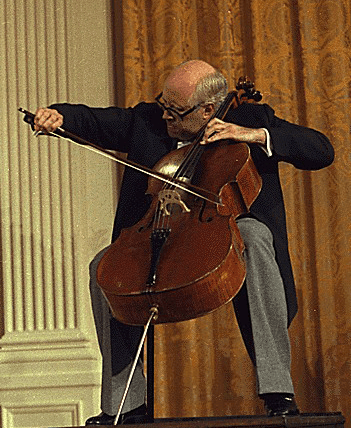 Rostropovich using long endpin
