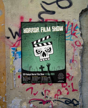 Horror Film Show poster on the wall