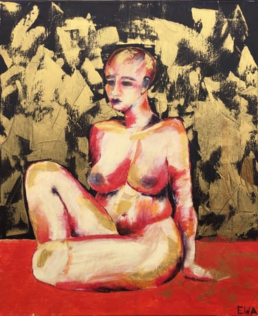 a painting of a mid size woman 
