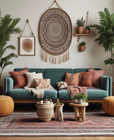 Boho style home space with nice decor accents