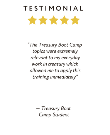 Treasury Boot Camp Client Testimonial - Treasury Work