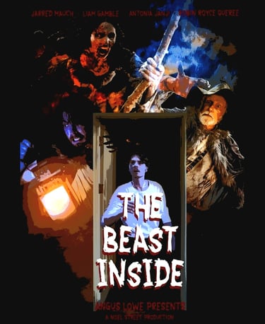 a poster of a movie poster of the beast inside of a door