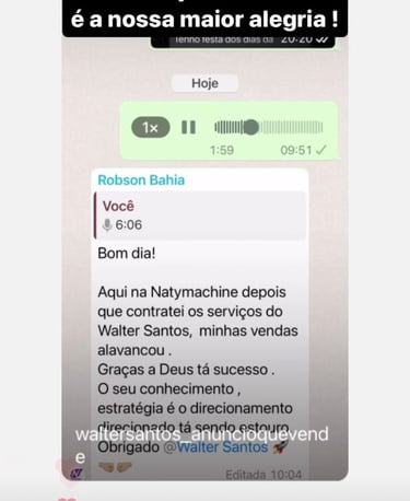 A satisfação do Cliente a aqv agência de marketig !" Aparece um trecho de uma conversa no WhatsApp.