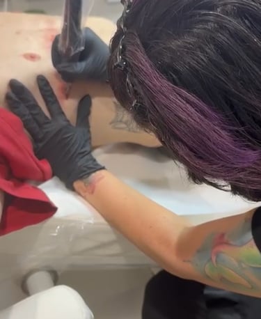 Scar camouflage tattoo procedure at EMPOWERink's Denver, CO studio