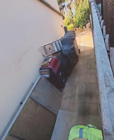 www.truthincontext.co.uk Paving intact in space between both houses. View is towards rear garden.