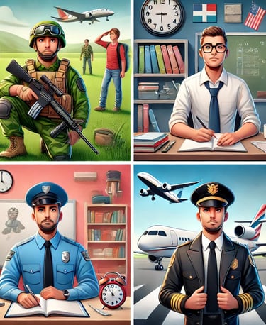 militar, profesor, politist, aviator