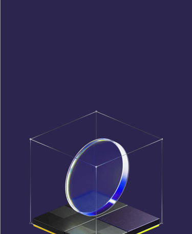 a picture of a glass cube with a circular object in the middle