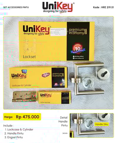 Set handle pintu merk Unikey