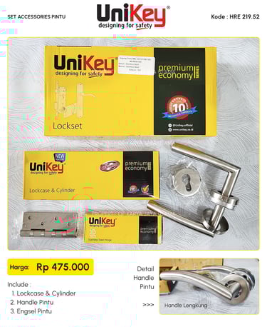 Set handle pintu merk Unikey