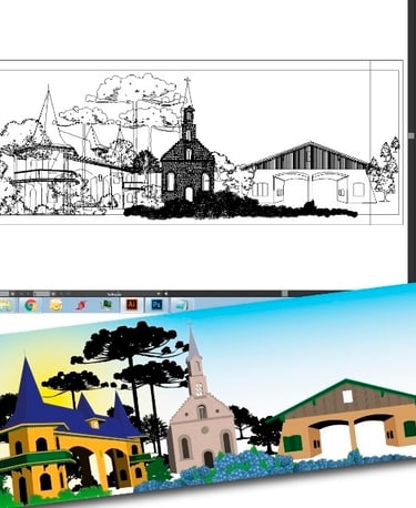 Desenho vetorial para evento. Gramado, Rio Grande do Sul