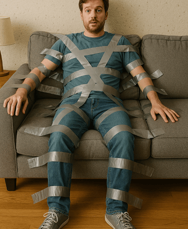 Un homme procrastine, scotché à son canapé pour la journée mondiale de la procrastination