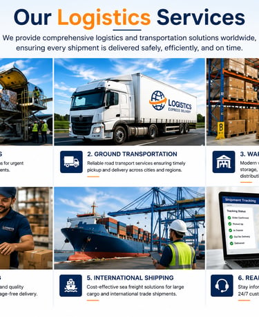 We provide comprehensive logistics and transportation solutions worldwide, including air cargo, grou