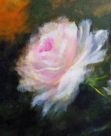 Becoming close up of rose emerging original painting by Geeta Arya