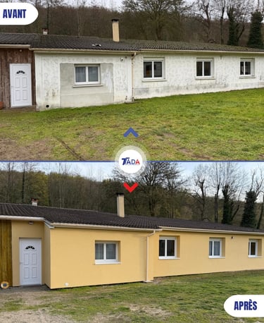 avant après isolation extérieure et enduit de finition