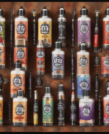 Close-up of a sleek vape pen with colorful vapor swirling around it