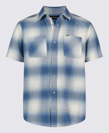 short sleeve blue plaid shirt