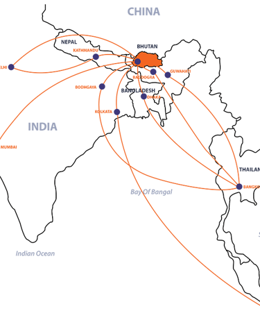map-of-bhutan-with-its-points-for-entry-and-exit-by-air-travel