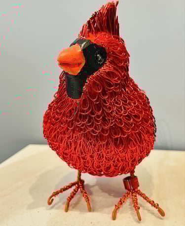 RUTLEDGE - pine and plated wire bird by Guy Cranston