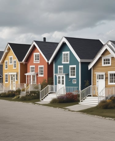An interior view of a modern modular house showcasing open space.