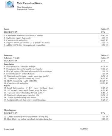 representative remediation estimate