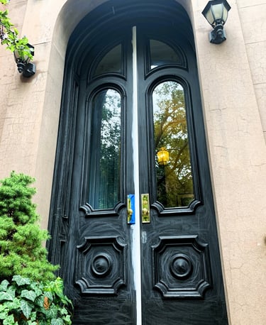 Carpentry and painting entrance doorway