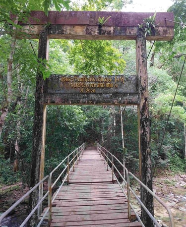 lampi waterfall hanging bridge khao lak thailand