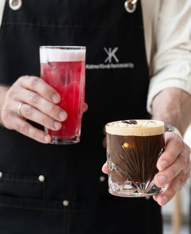 pink and coffee cocktails 