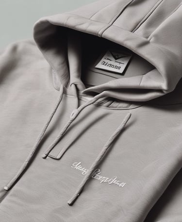 A close-up of a towel with a textured red and beige pattern is placed on a wooden surface. A label is sewn onto the towel, displaying the text 'Designed in Berlin Made in Germany towel.studio 100% Organic Cotton' along with care symbols.