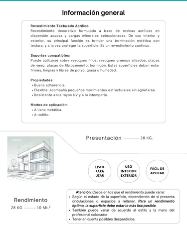 Informacion general Revestimiento Texturado 