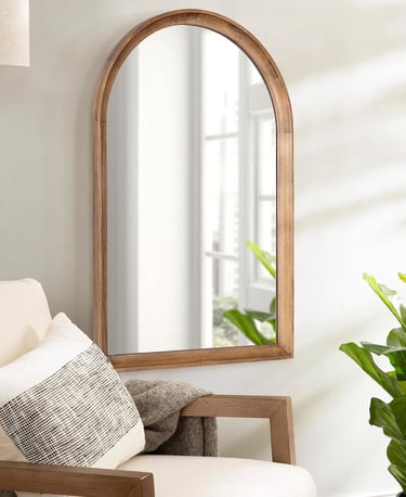 Arched wooden mirror
