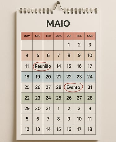 Calendário-parede-30-dias-destacados-cada-semana-cor-diferentes-circulados-sugerindo-plano-ação