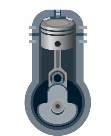 a piston engine with a piston block and a piston