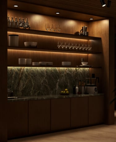 Bespoke crockery cabinet in Dubai villa passage