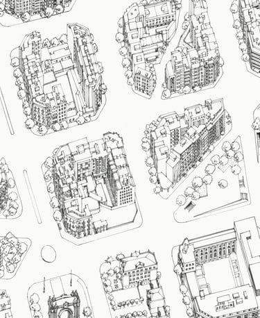 Hand-drawn map of Barcelona, Catalonia, Spain, black and white detail — deliaMAPS