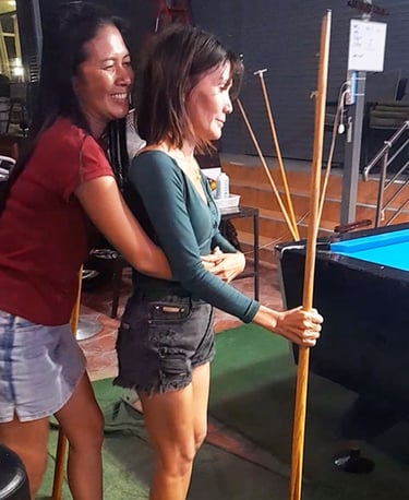 Thai women hugging at bar near Soi 94 in Hua Hin