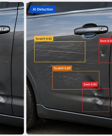 Detect scratches, dents, and impact damage from vehicle images for inspection workflows.