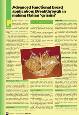 I grissini Funzionali con Fibre e Antiossidanti