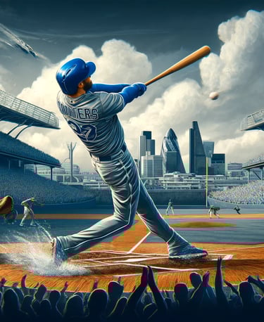 Kansas City Royals player hitting a home run during the MLB World Tour: London Series.