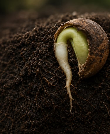 Germinating seed beginning deeper growth