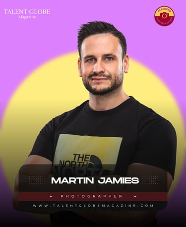 Professional headshot of photographer Martin Jamies featured in Talent Globe Magazine.