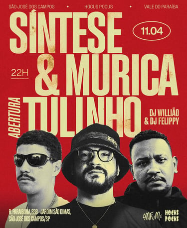 cartaz do show do Síntese em São José dos Campos no Hocus Pocus