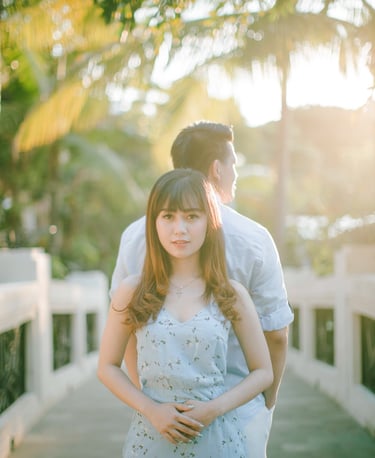 Golden hour intimate couple portrait at Sofitel Bali Nusa Dua Beach Resort.