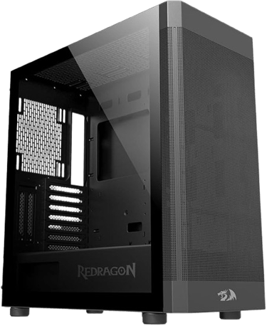 a black and white computer case with a black and white background