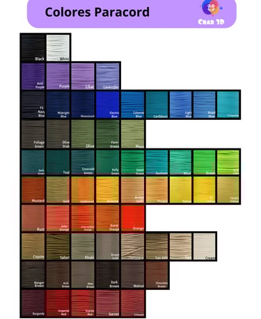 Catálogo de colores Paracord